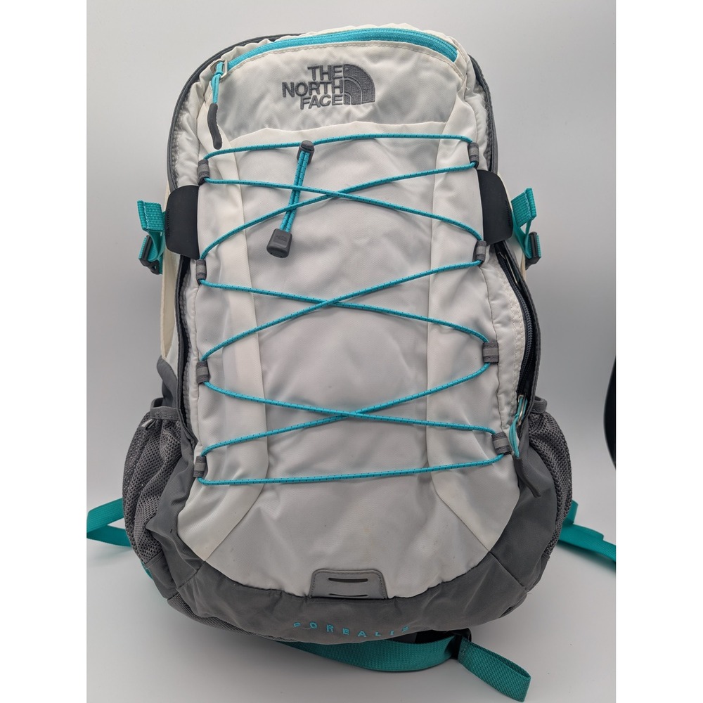 The North Face Borealis Backpack Grey White Teal Bungee Daypack READ!